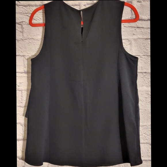 ⬇️🥳BCBGMAXAZRIA Asymmetrical Layered Black Fancy Tank Top - Picture 2 of 7